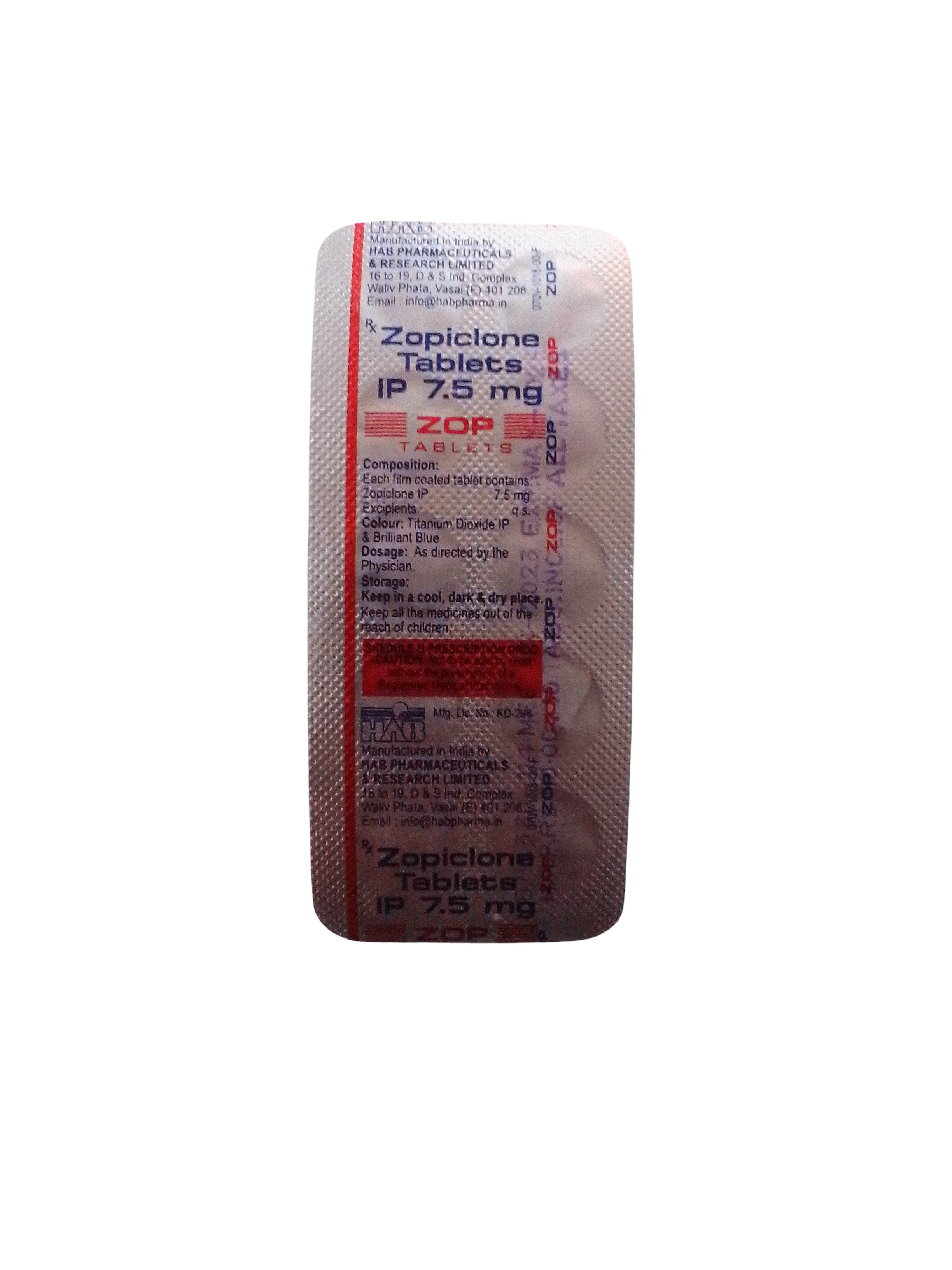 Zopiclone 7.5mg Tablet